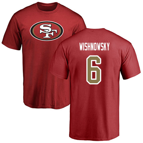 Men San Francisco 49ers Red Mitch Wishnowsky Name and Number Logo #6 NFL T Shirt